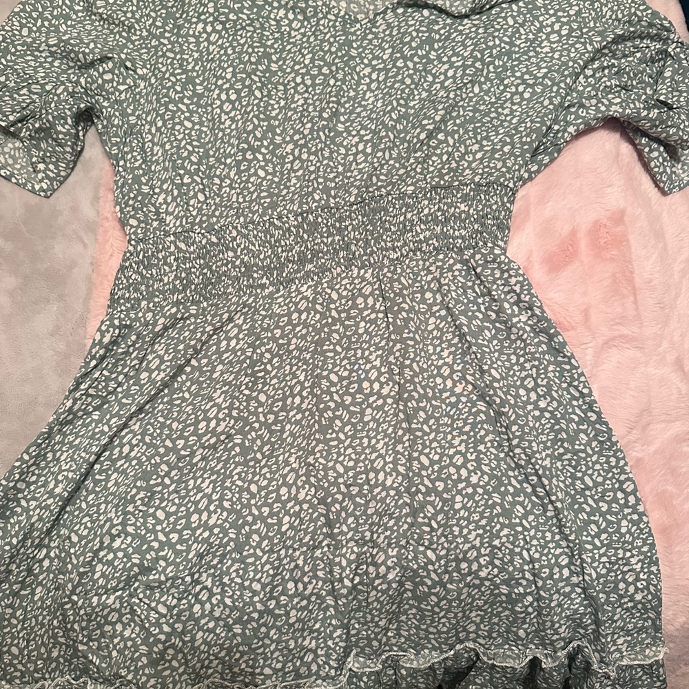 Green and White Patterned Dress
